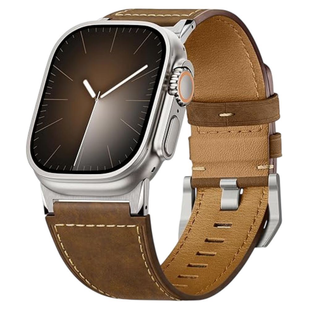 Correa De Cuero Para Apple Watch Ultra Suitisbest Clasico Marron Claro